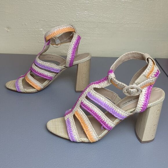 Antonio Melani Gwindolin Raffia‎ T-Strap Dress Block Heeled Sandals Size 7.5 - Picture 6 of 8